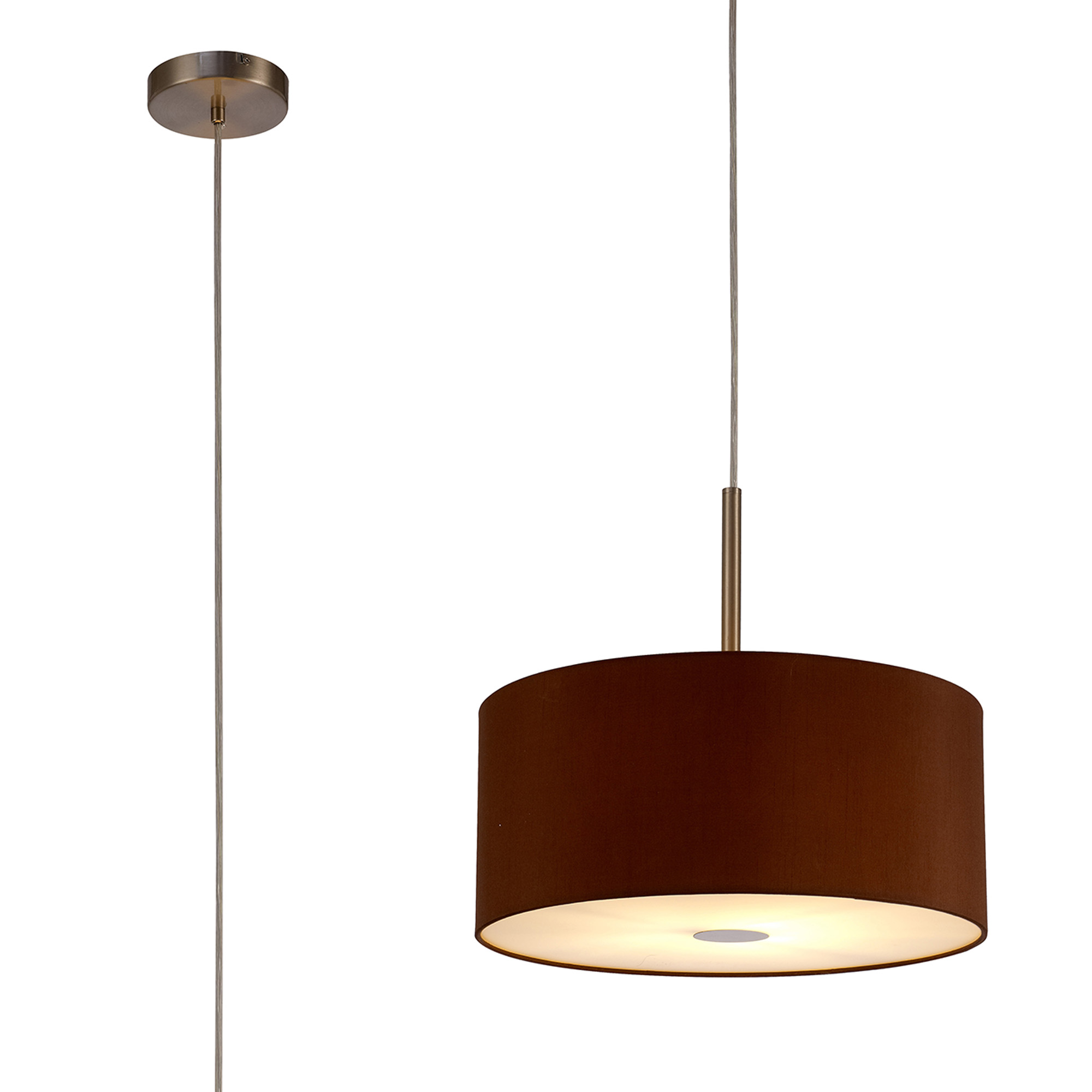 Baymont 40cm Pendant 1 Light Satin Nickel, Raw Cocoa/Grecian Bronze, Frosted Diffuser